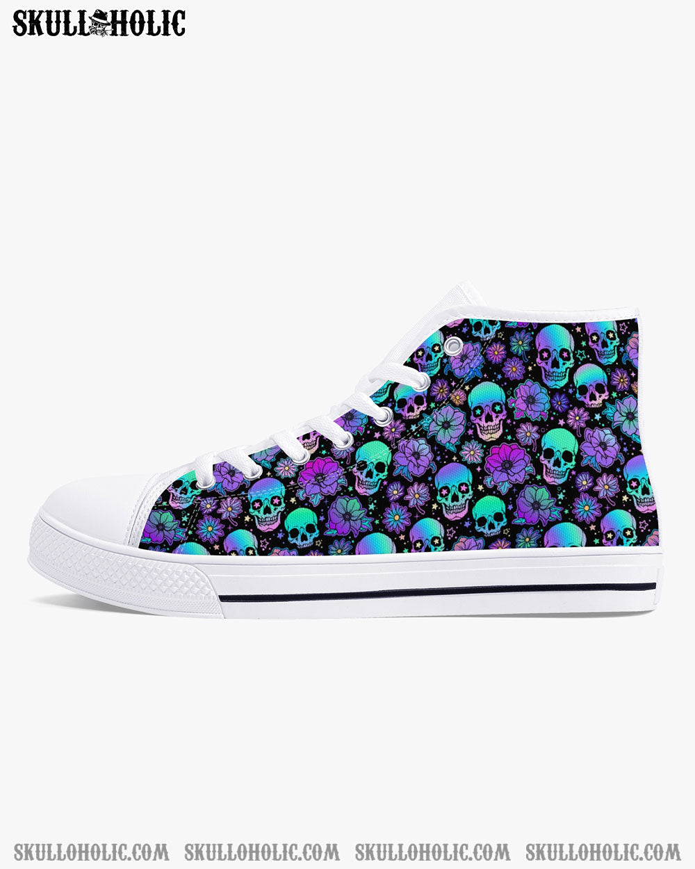 SKULL HOLO SEAMLESS HIGH TOP CANVAS SHOES - TLNO0411223