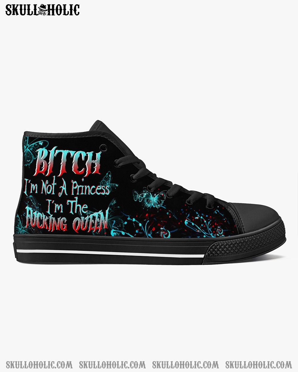 I'M THE F QUEEN SUGAR SKULL HIGH TOP CANVAS SHOES - TLTW0504239