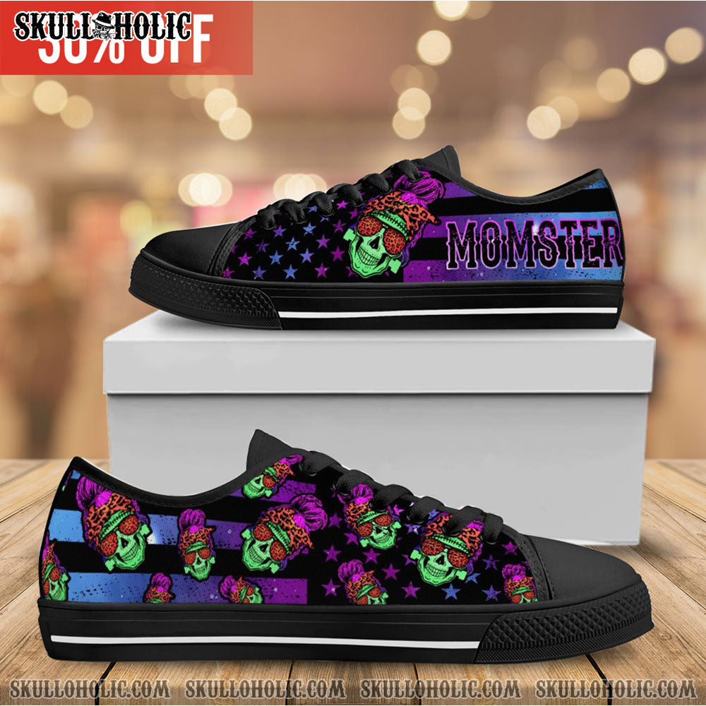 MOMSTER SKULL LOW TOP CANVAS SHOES - TLNO1609204