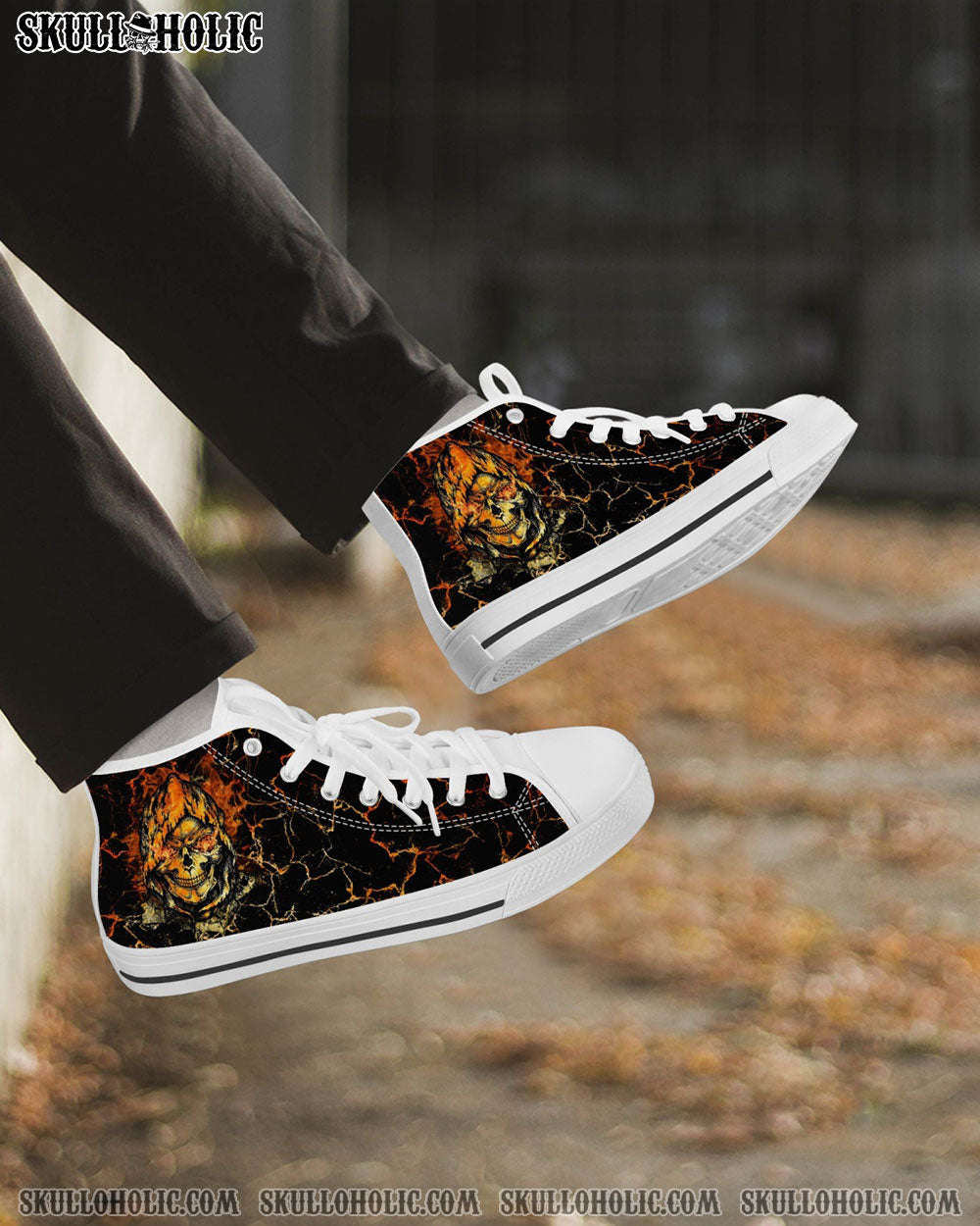 REAPER SKULL FIRE HIGH TOP CANVAS SHOES - YHTG1708222