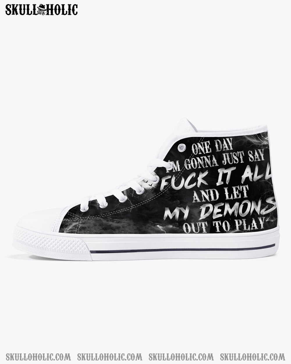 ONE DAY DEMONS SKULL HIGH TOP CANVAS SHOES - TLNX1504224