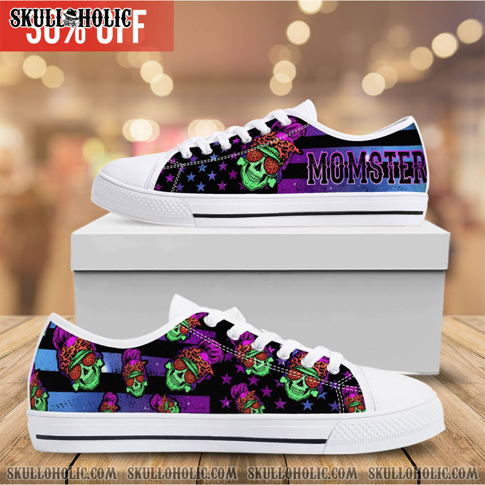 MOMSTER SKULL LOW TOP CANVAS SHOES - TLNO1609204