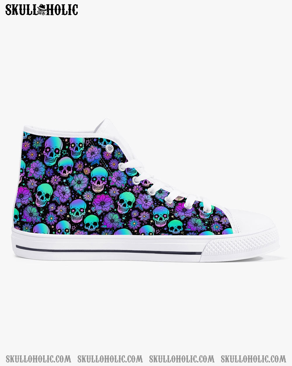 SKULL HOLO SEAMLESS HIGH TOP CANVAS SHOES - TLNO0411223