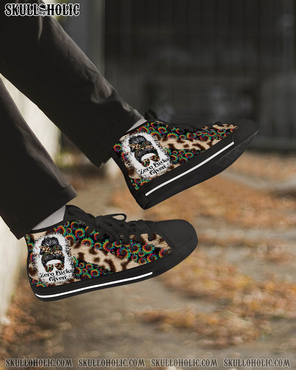 ZERO F GIVEN LEOPARD SUNFLOWER HIGH TOP CANVAS SHOES - TLNZ2704222