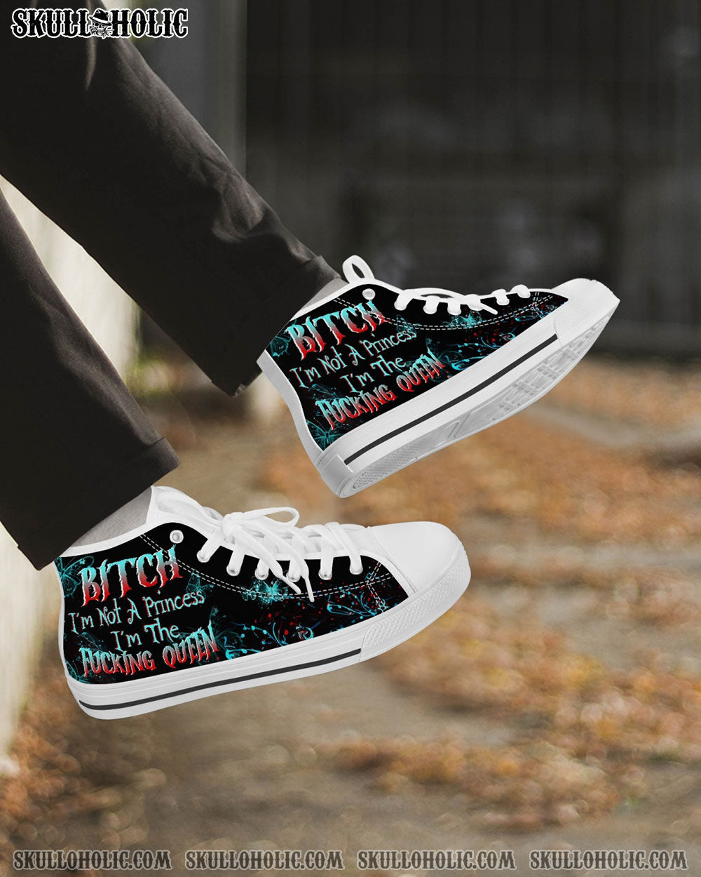 I'M THE F QUEEN SUGAR SKULL HIGH TOP CANVAS SHOES - TLTW0504239