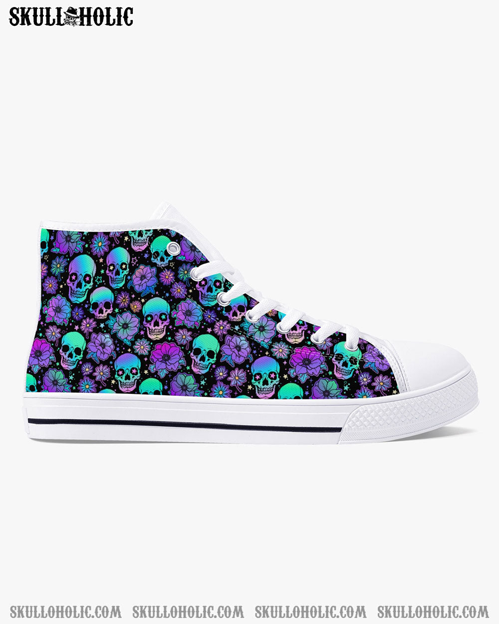 SKULL HOLO SEAMLESS HIGH TOP CANVAS SHOES - TLNO0411223