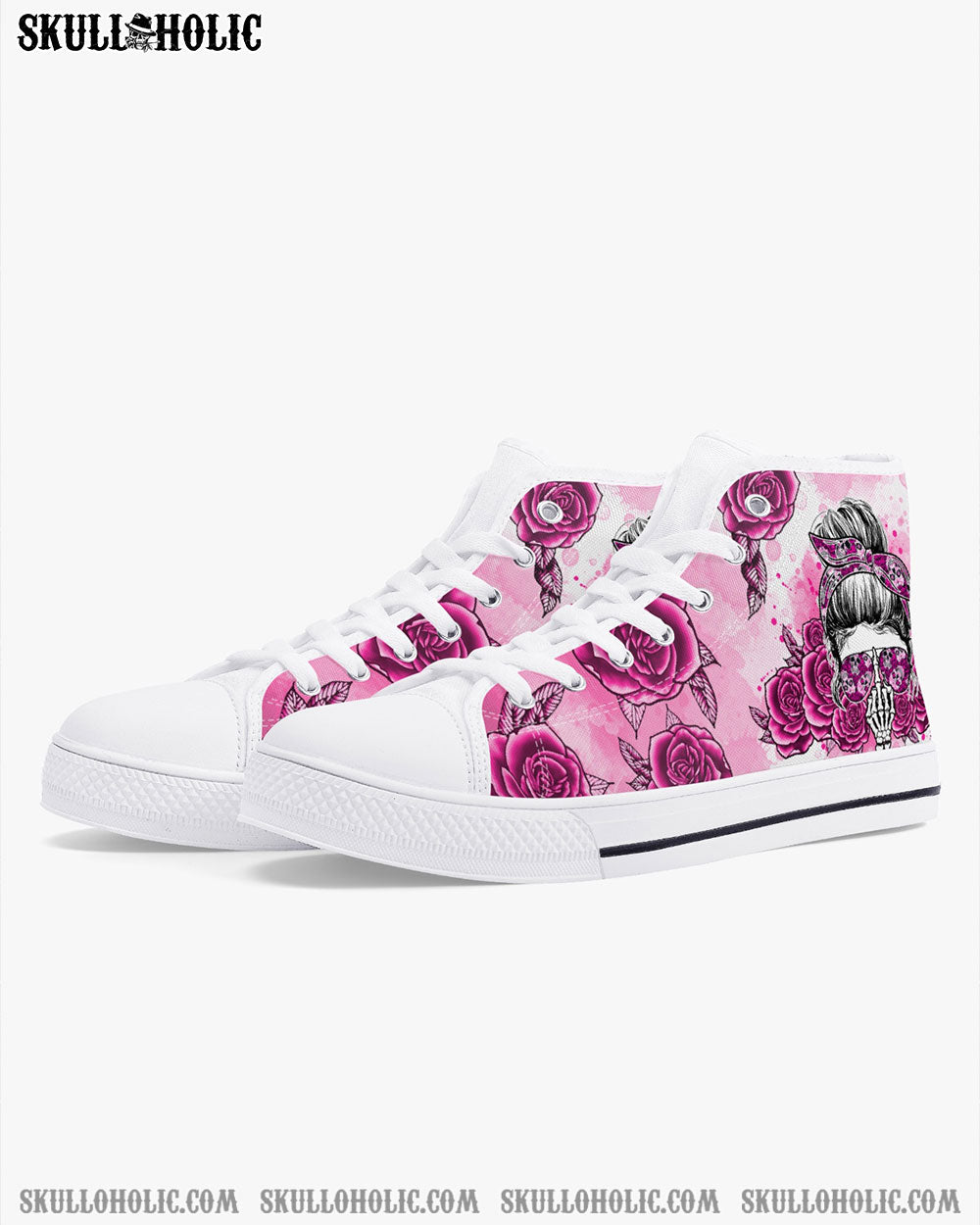 I'M A B DON'T TRY ME ROSE MESSY BUN HIGH TOP CANVAS SHOES - TLNO0804236