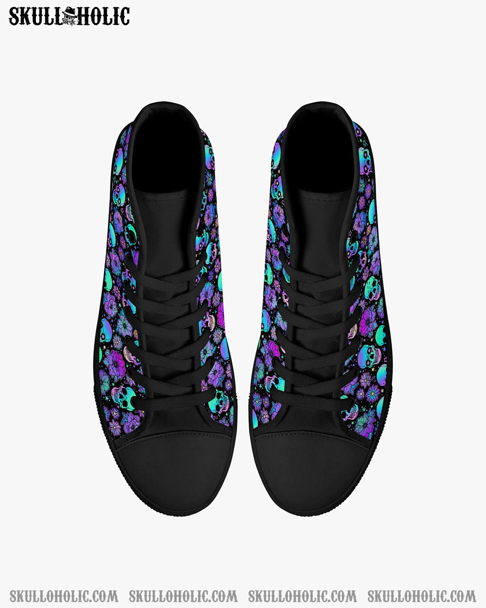 SKULL HOLO SEAMLESS HIGH TOP CANVAS SHOES - TLNO0411223