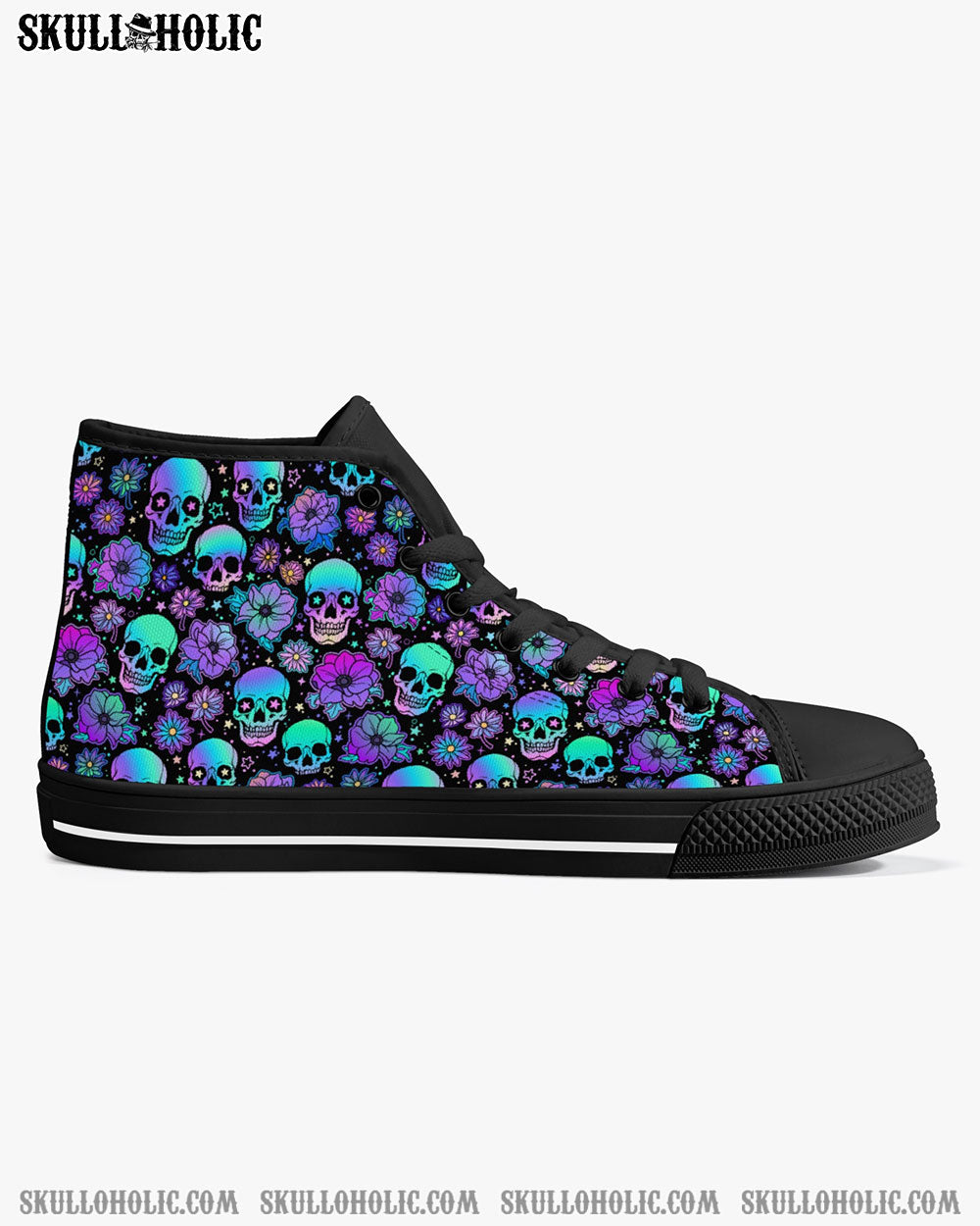 SKULL HOLO SEAMLESS HIGH TOP CANVAS SHOES - TLNO0411223