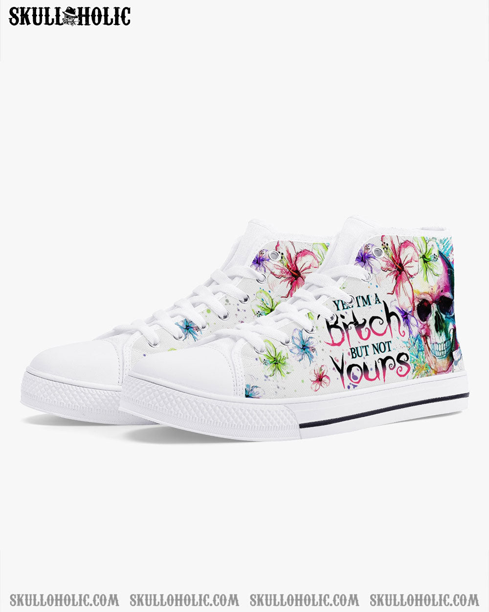 YES I'M A B BUT NOT YOURS HIGH TOP CANVAS SHOES - YHHN0711228