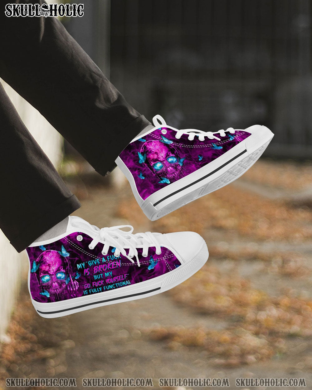 MY GIVE A F IS BROKEN HIGH TOP CANVAS SHOES - YHHN0311224