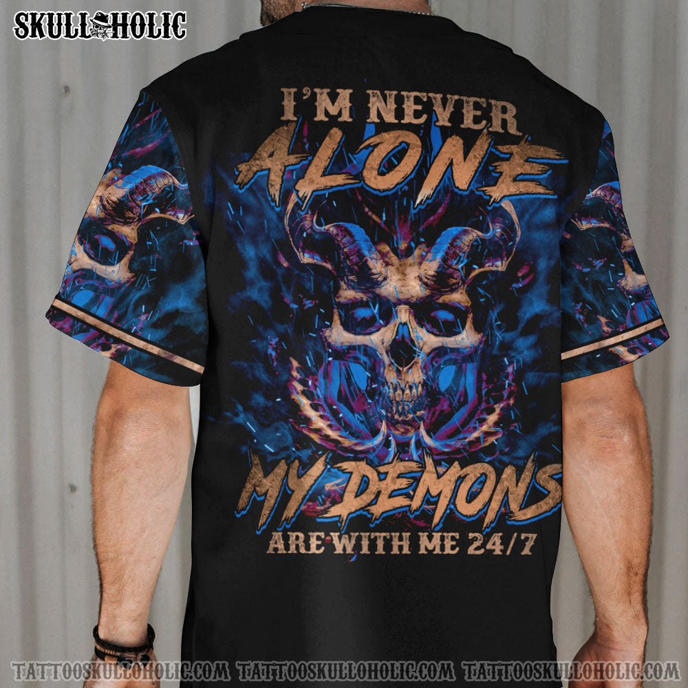 MY DEMONS ARE WITH ME HORN SKULL BASEBALL JERSEY - TLTM0806224KI