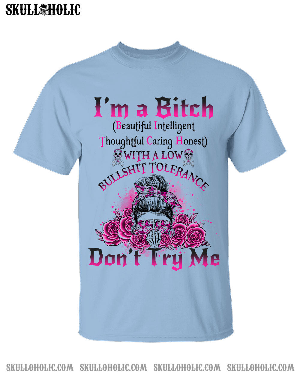 I'M A B DON'T TRY ME ROSE MESSY BUN COTTON SHIRT - TLNO1104231