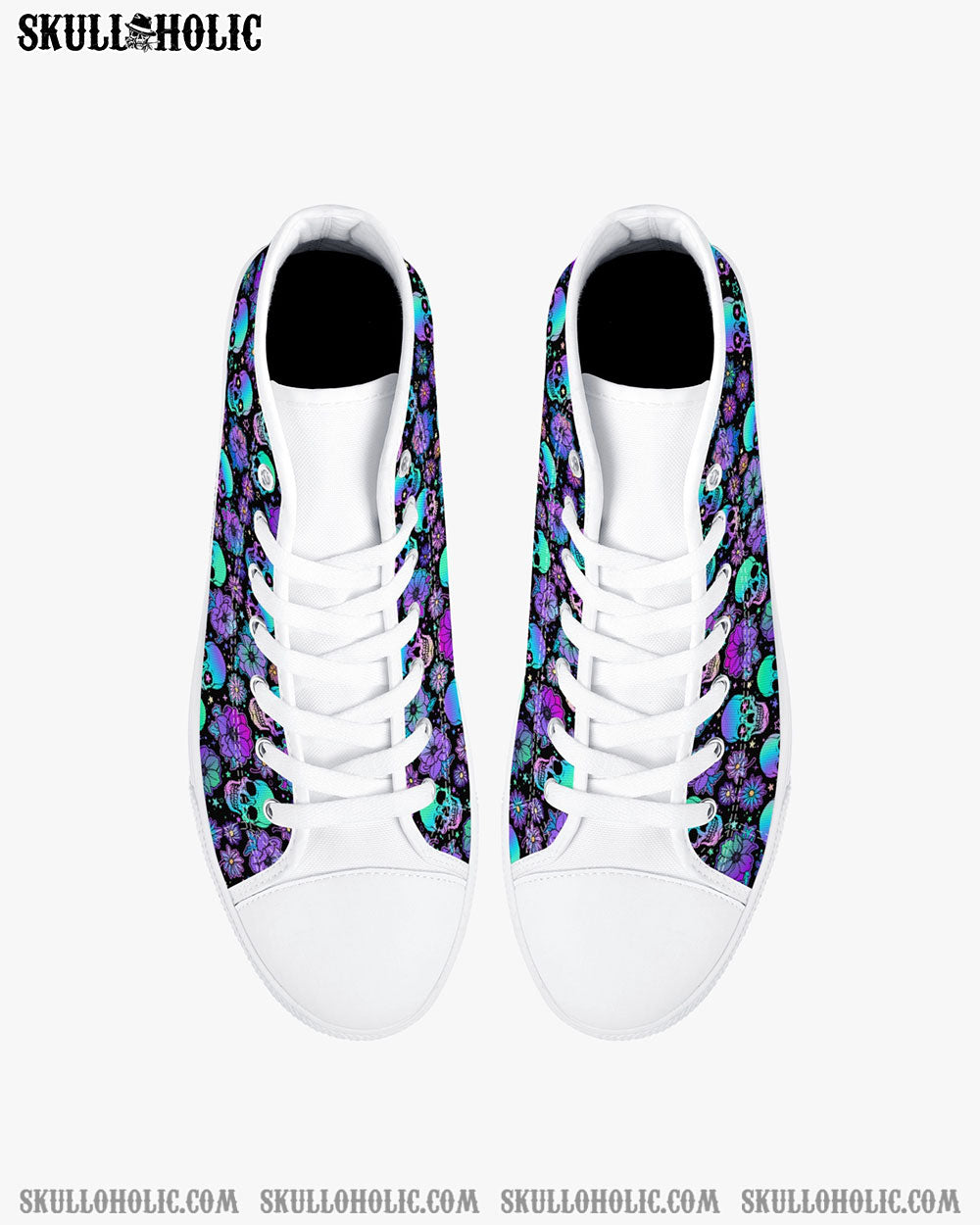 SKULL HOLO SEAMLESS HIGH TOP CANVAS SHOES - TLNO0411223