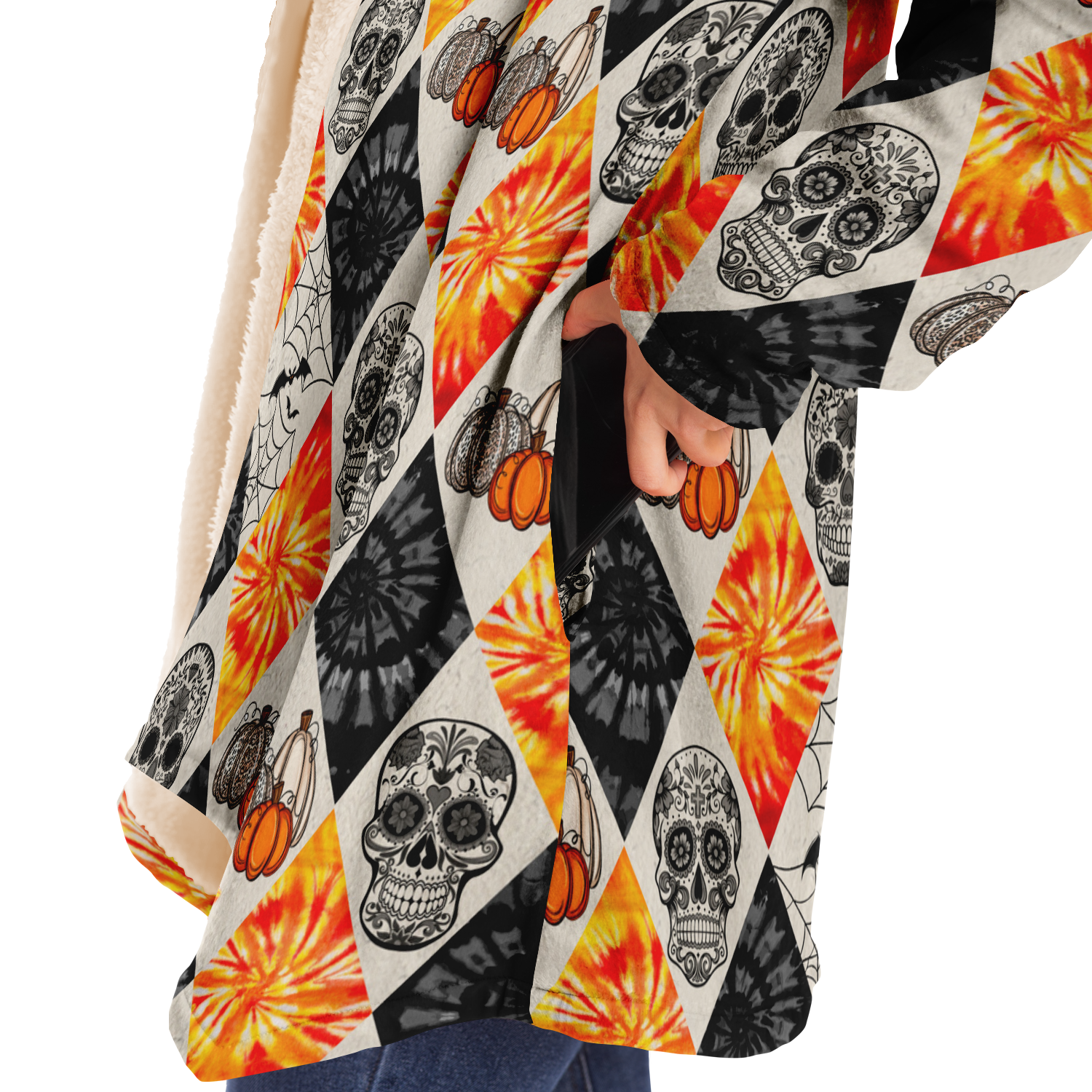 SUGAR SKULL HALLOWEEN PREMIUM FLEECE CLOAK - TLTY1008221