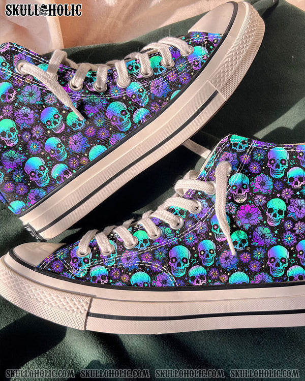 SKULL HOLO SEAMLESS HIGH TOP CANVAS SHOES - TLNO0411223