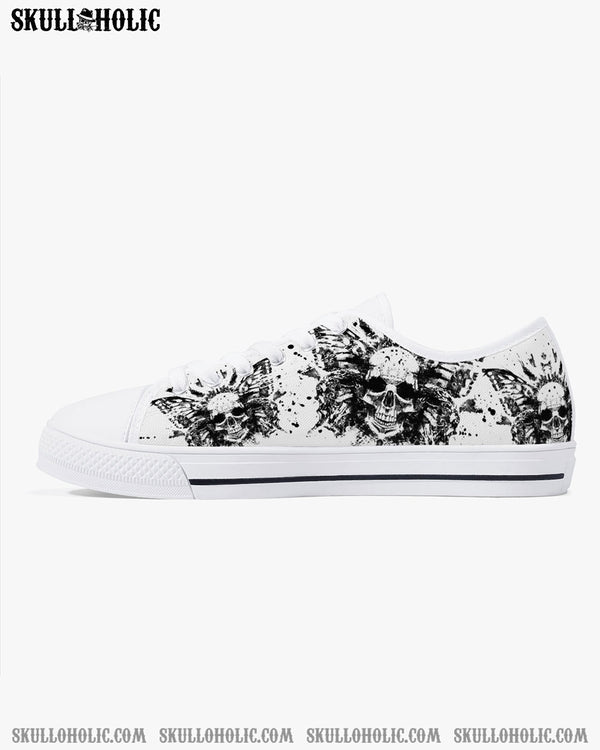 SKULL BUTTERFLY LOW TOP CANVAS SHOES - TLTR2804225