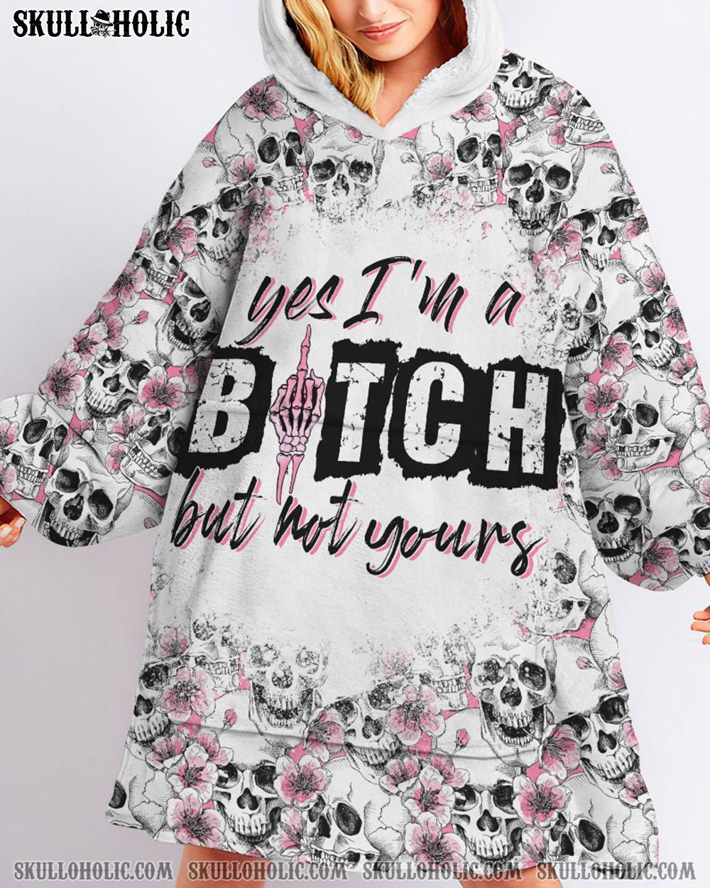 YES I'M A B BUT NOT YOURS SHERPA BLANKET HOODIE - YHHN2810225