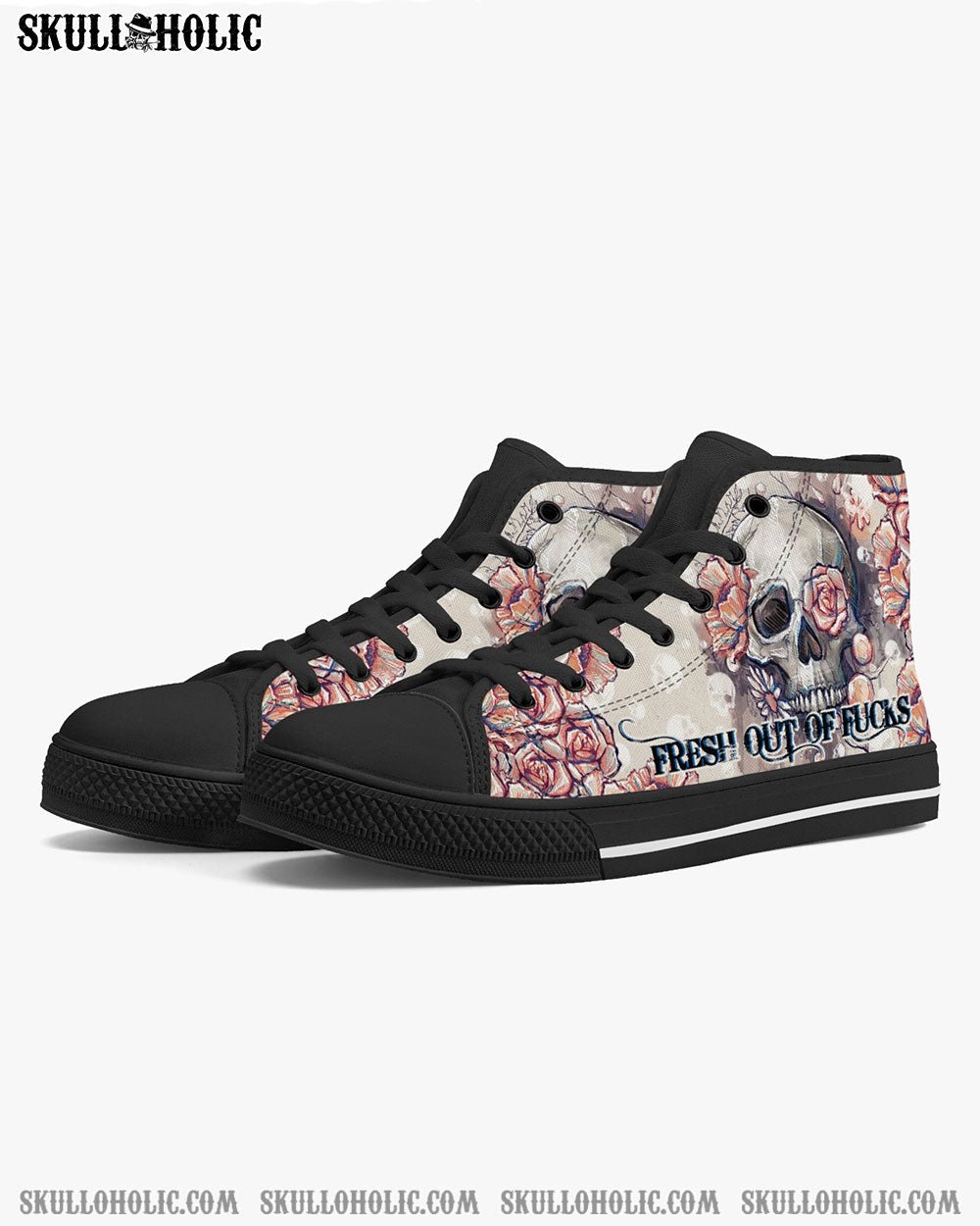 SKULL FLOWER FRESH OUT OF F HIGH TOP CANVAS SHOES - TLTY2910213