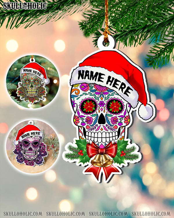 PERSONALIZED SUGAR SKULL CHRISTMAS DOUBLE WOODEN ORNAMENT - TLTW0111225