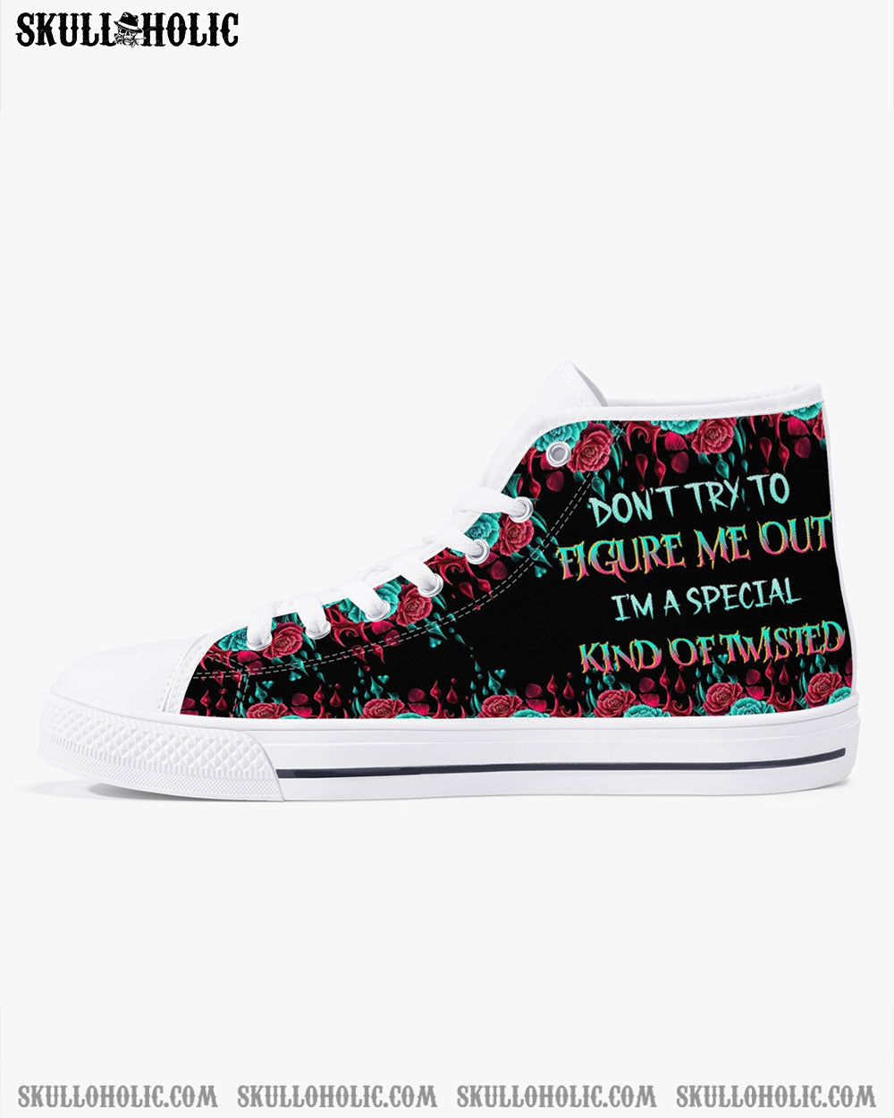 DON'T TRY TO FIGURE ME OUT SKULL HIGH TOP CANVAS SHOES - TLTR0604234