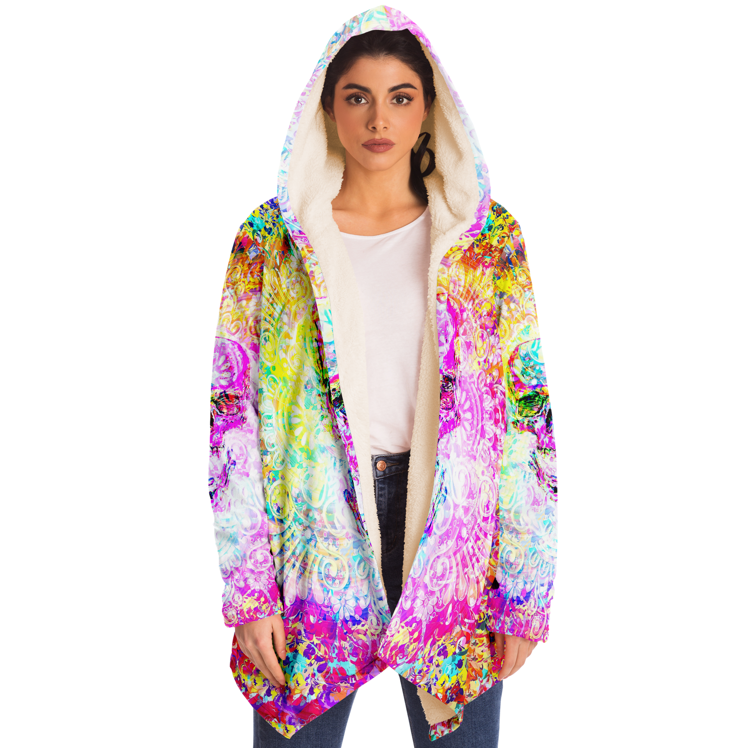 COLORFUL MANDALA SKULL PREMIUM FLEECE CLOAK - TLNZ1008222