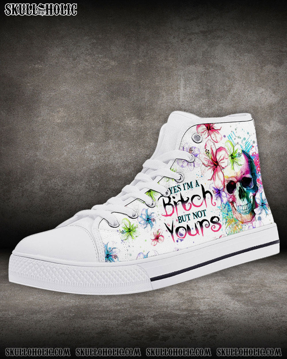 YES I'M A B BUT NOT YOURS HIGH TOP CANVAS SHOES - YHHN0711228
