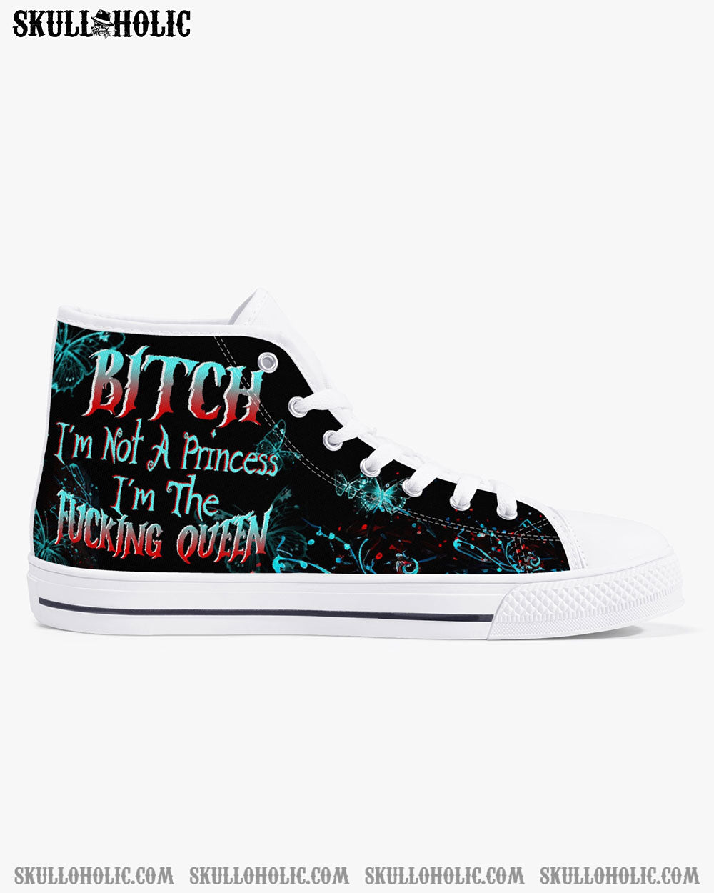 I'M THE F QUEEN SUGAR SKULL HIGH TOP CANVAS SHOES - TLTW0504239