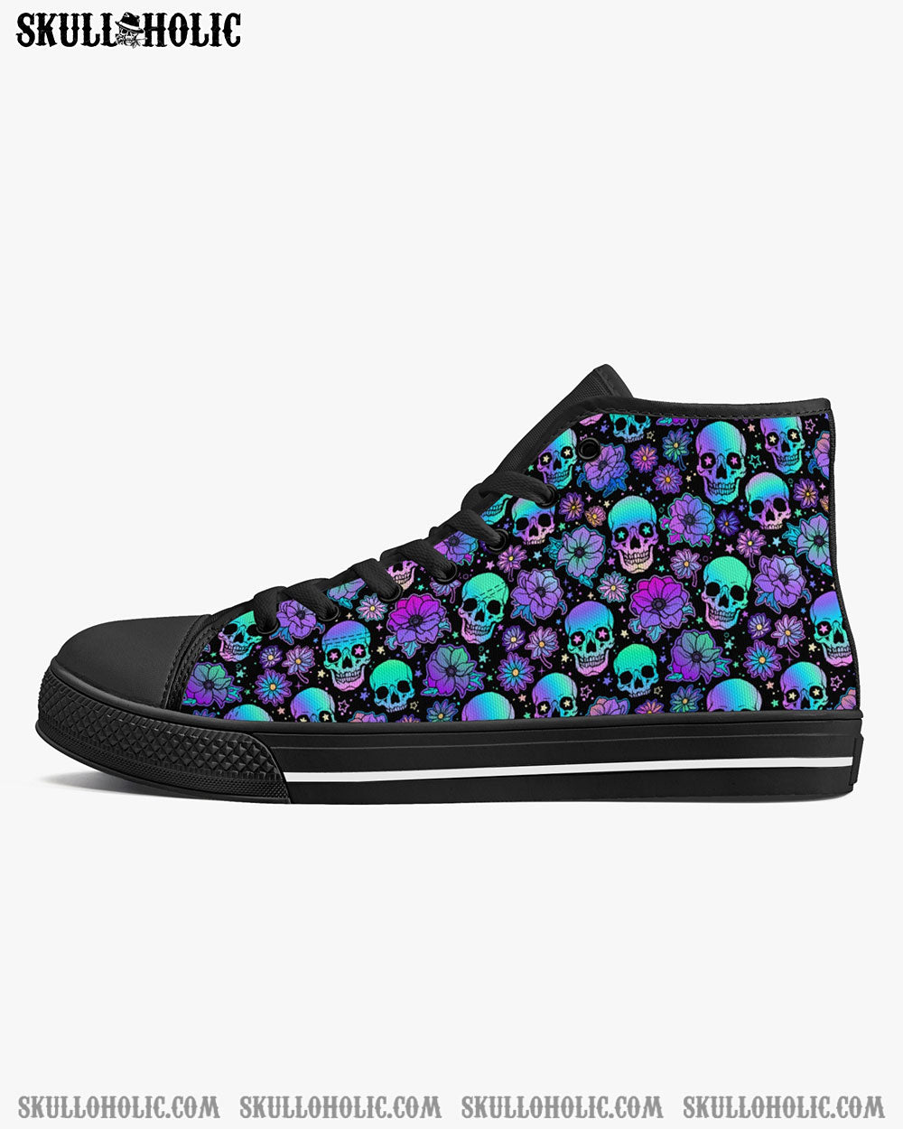 SKULL HOLO SEAMLESS HIGH TOP CANVAS SHOES - TLNO0411223