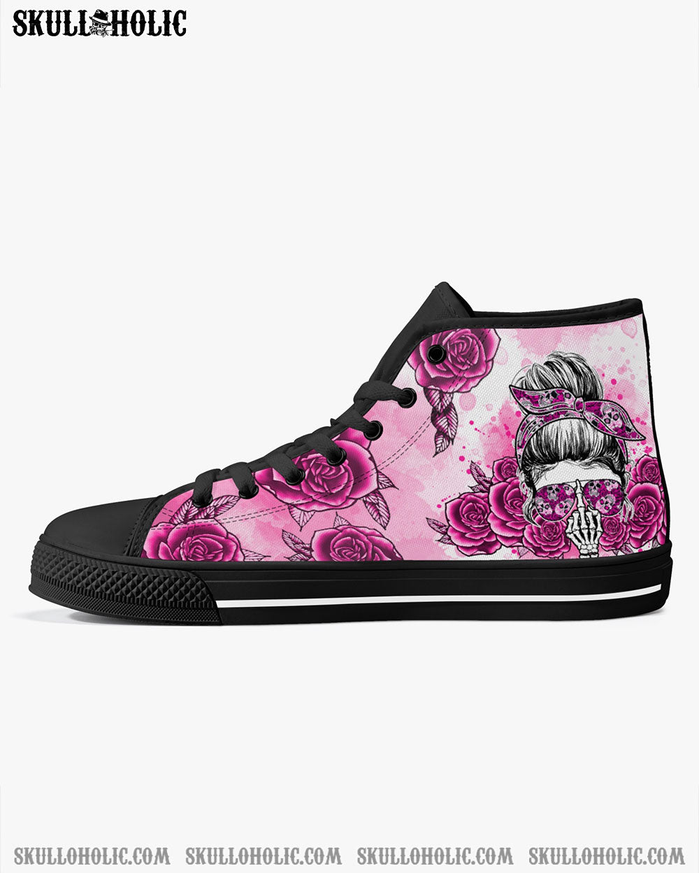 I'M A B DON'T TRY ME ROSE MESSY BUN HIGH TOP CANVAS SHOES - TLNO0804236