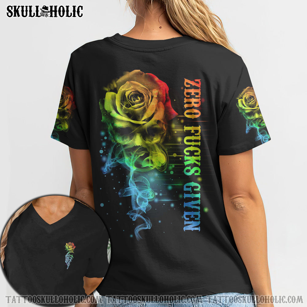 ZERO FCKS GIVEN ROSE SMOKE SKL ALL OVER PRINT - TLNO0202212KI