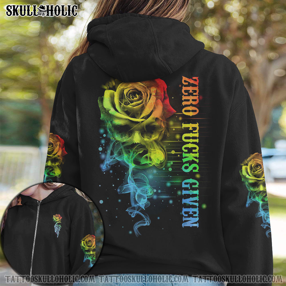 ZERO FCKS GIVEN ROSE SMOKE SKL ALL OVER PRINT - TLNO0202212KI