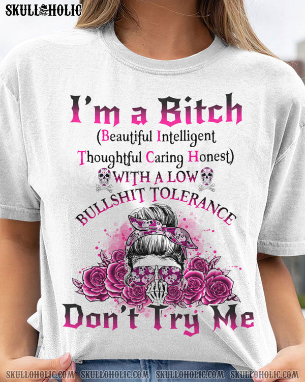 I'M A B DON'T TRY ME ROSE MESSY BUN COTTON SHIRT - TLNO1104231