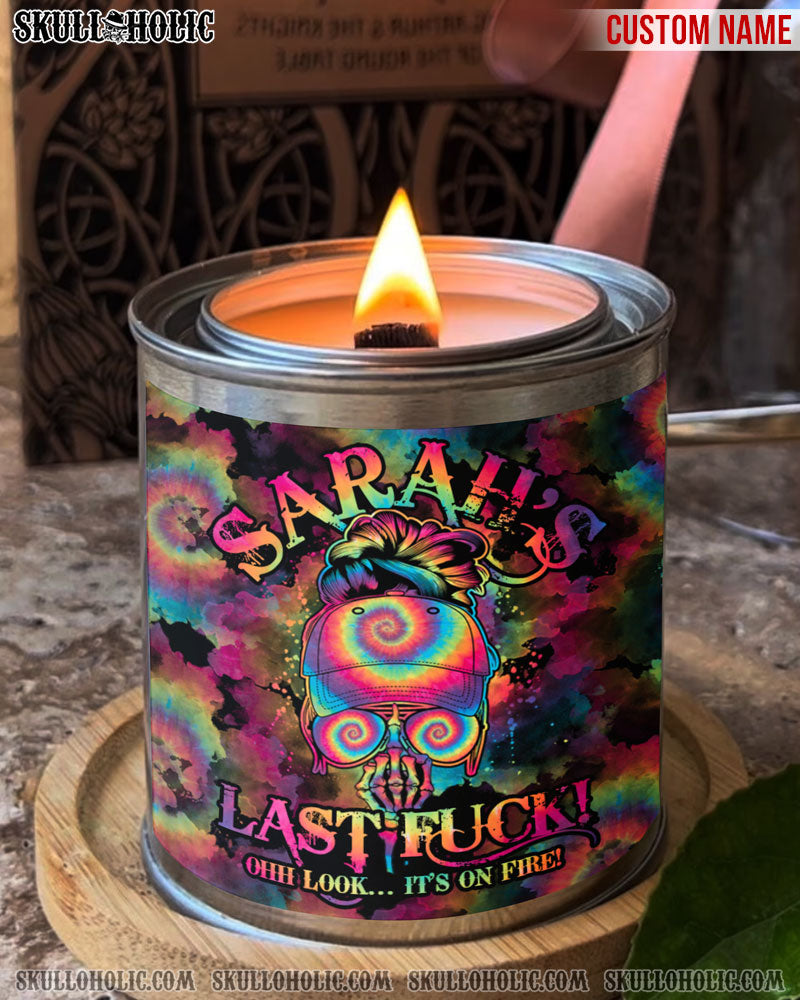 PERSONALIZED NAME LAST F TIE DYE MESSY BUN CANDLE PAINT CAN - TLTY1012223