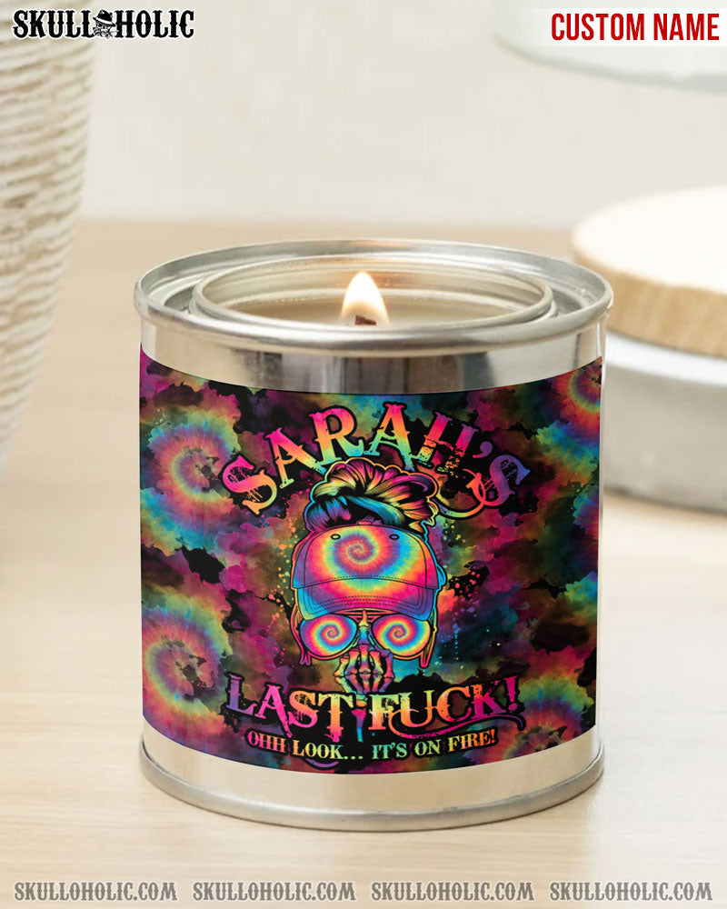 PERSONALIZED NAME LAST F TIE DYE MESSY BUN CANDLE PAINT CAN - TLTY1012223