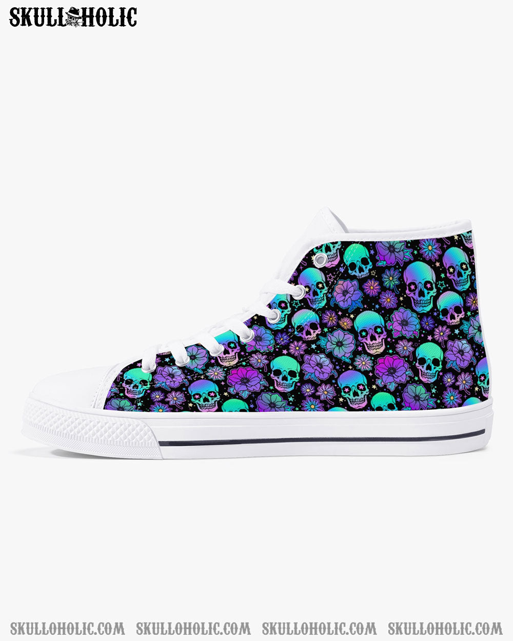 SKULL HOLO SEAMLESS HIGH TOP CANVAS SHOES - TLNO0411223