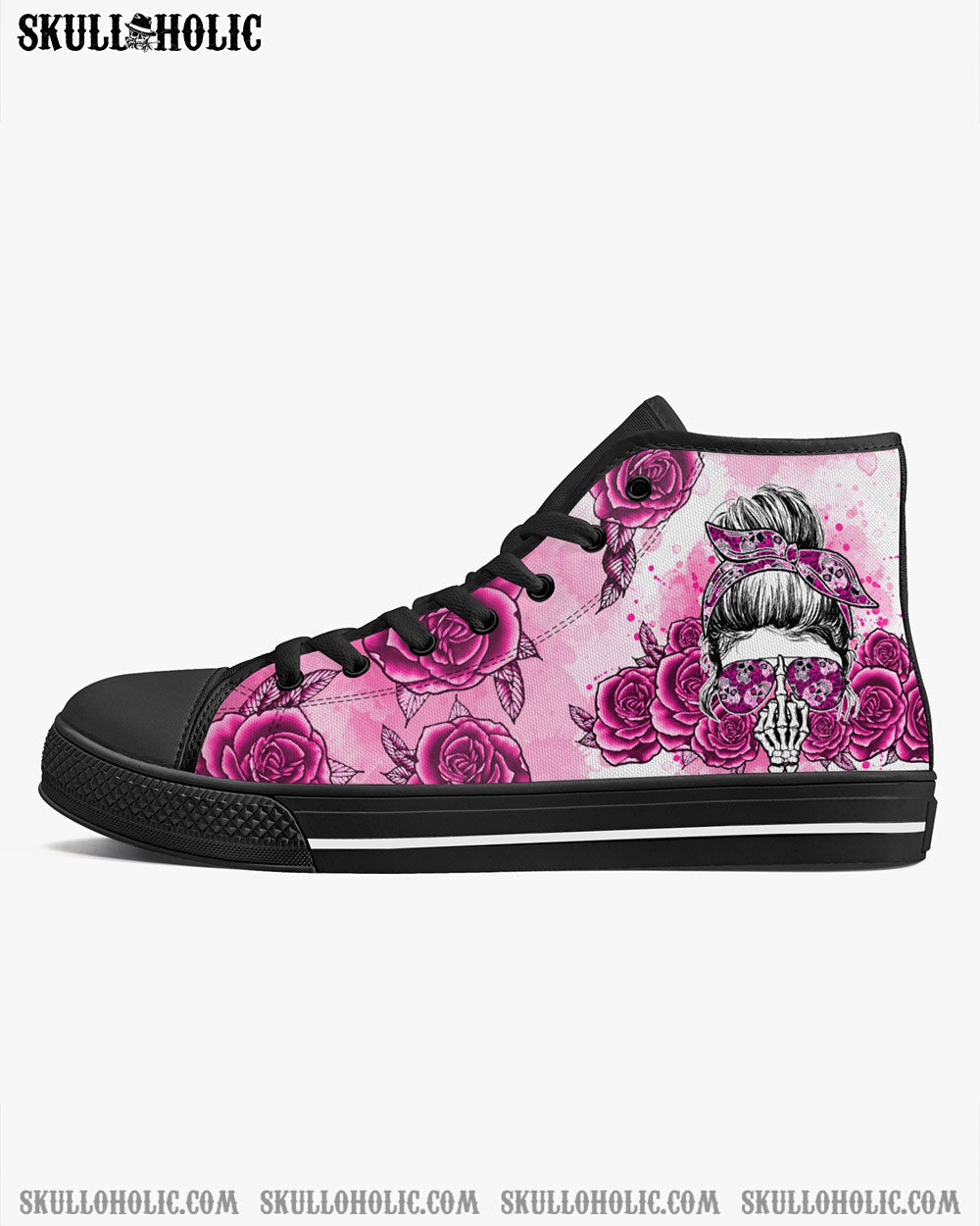 I'M A B DON'T TRY ME ROSE MESSY BUN HIGH TOP CANVAS SHOES - TLNO0804236