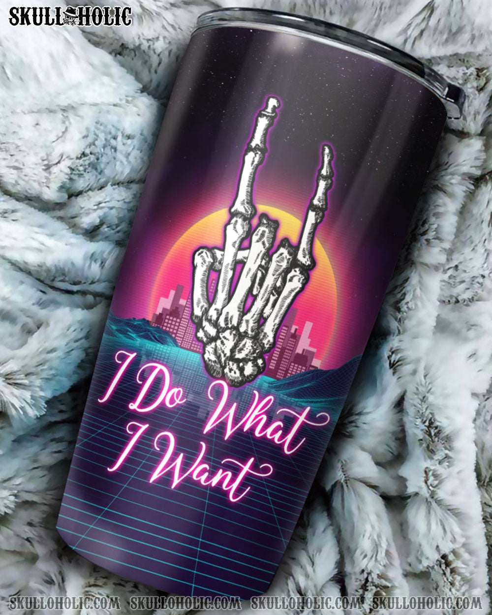 PERSONALIZED I DO WHAT I WANT SKULL MESSY BUN TUMBLER - TLNZ2109222