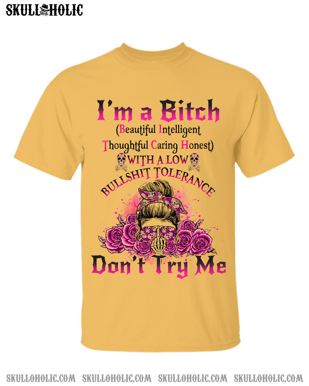 I'M A B DON'T TRY ME ROSE MESSY BUN COTTON SHIRT - TLNO1104231