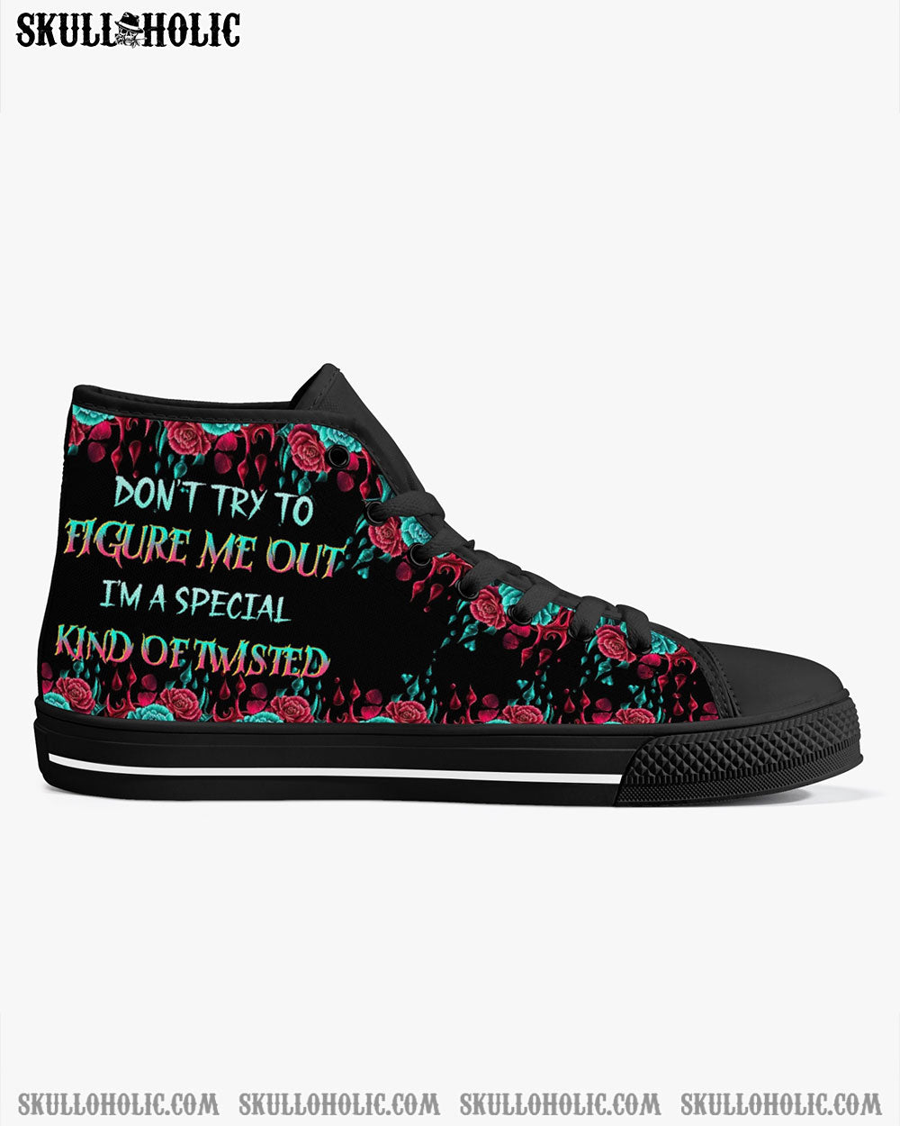 DON'T TRY TO FIGURE ME OUT SKULL HIGH TOP CANVAS SHOES - TLTR0604234