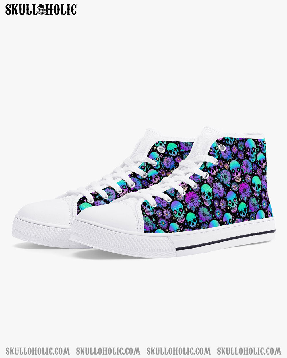 SKULL HOLO SEAMLESS HIGH TOP CANVAS SHOES - TLNO0411223