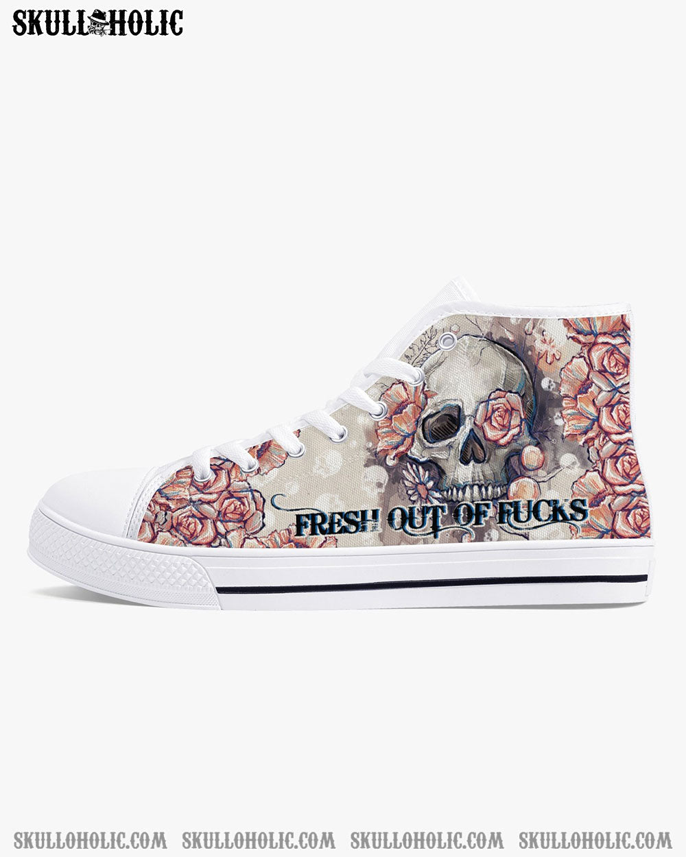 SKULL FLOWER FRESH OUT OF F HIGH TOP CANVAS SHOES - TLTY2910213