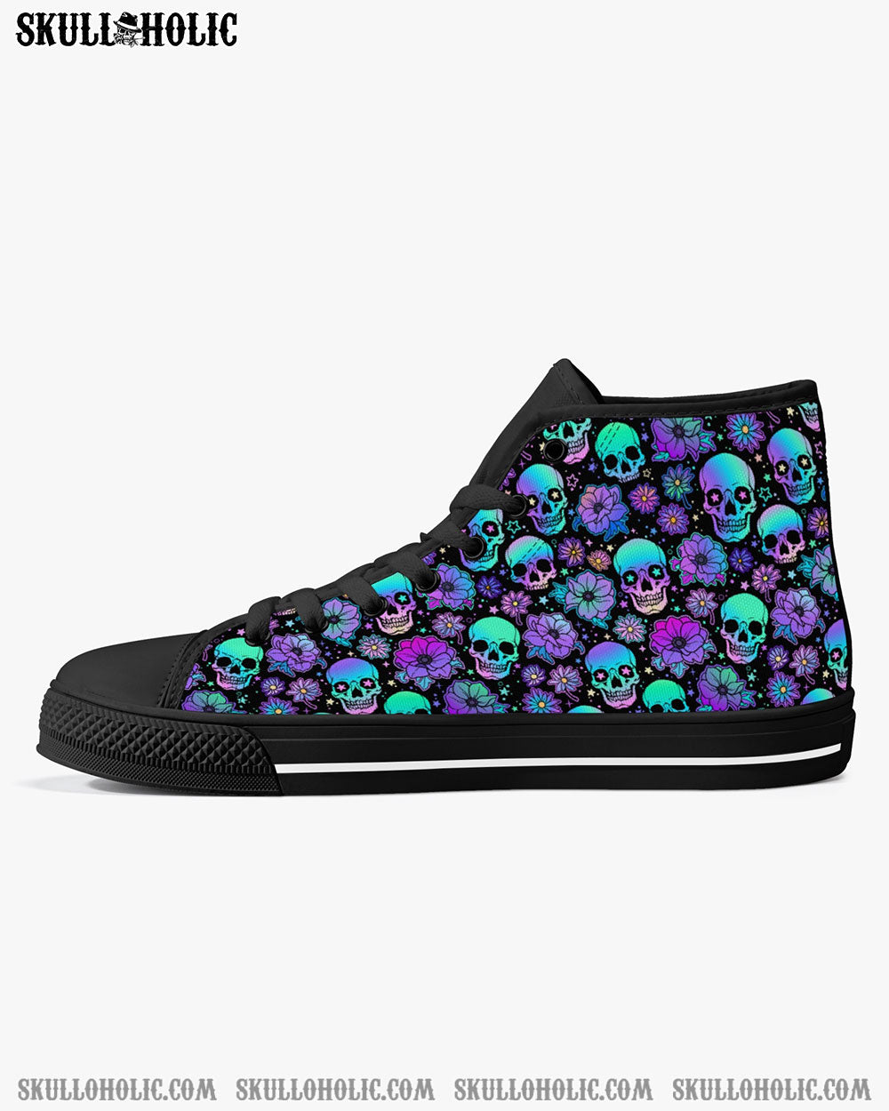 SKULL HOLO SEAMLESS HIGH TOP CANVAS SHOES - TLNO0411223