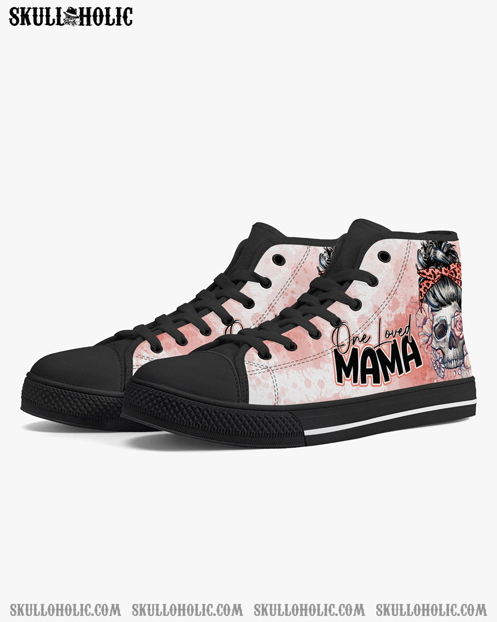ONE LOVED MAMA FLOWER SKULL HIGH TOP CANVAS SHOES - TLNO1804222