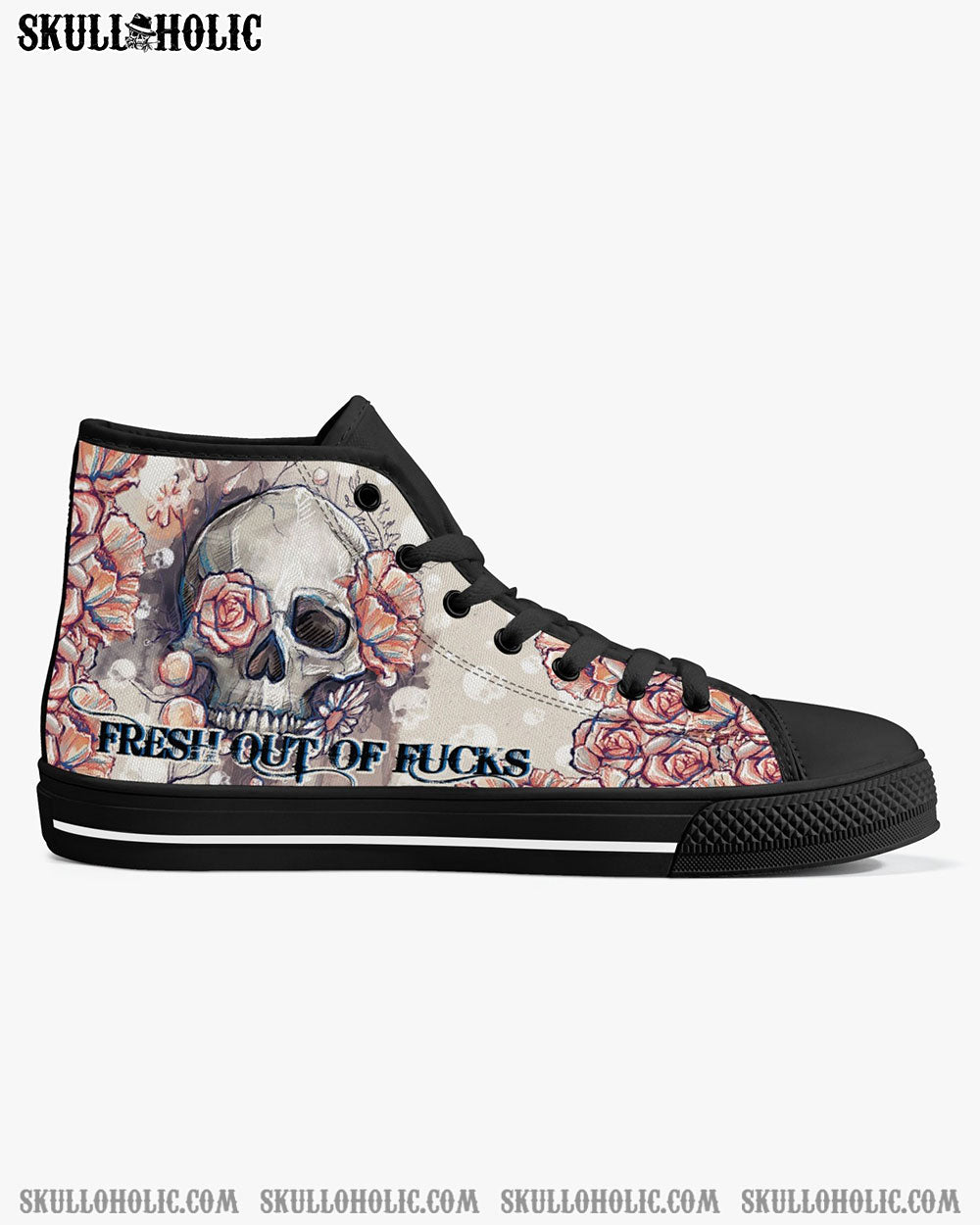 SKULL FLOWER FRESH OUT OF F HIGH TOP CANVAS SHOES - TLTY2910213