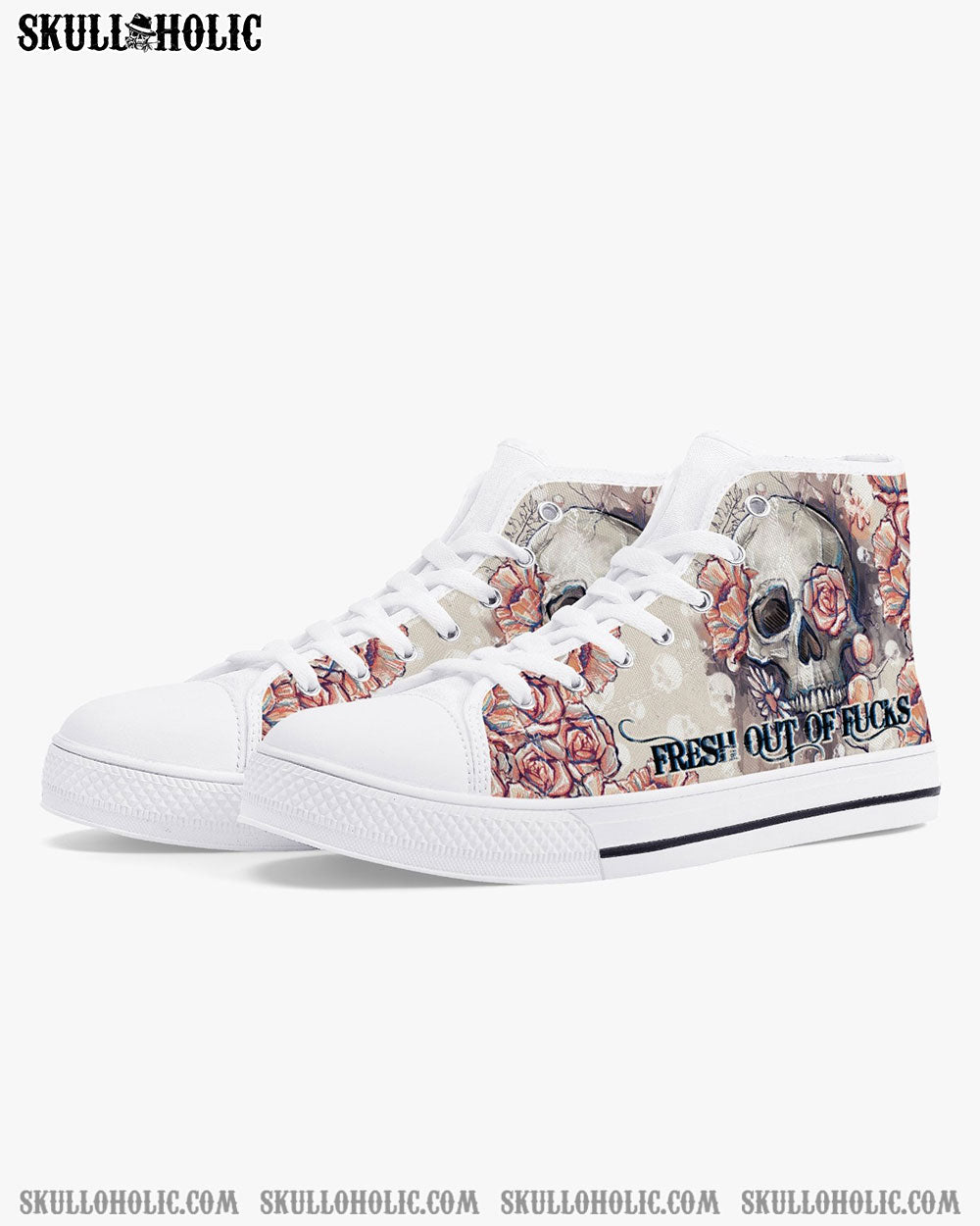 SKULL FLOWER FRESH OUT OF F HIGH TOP CANVAS SHOES - TLTY2910213