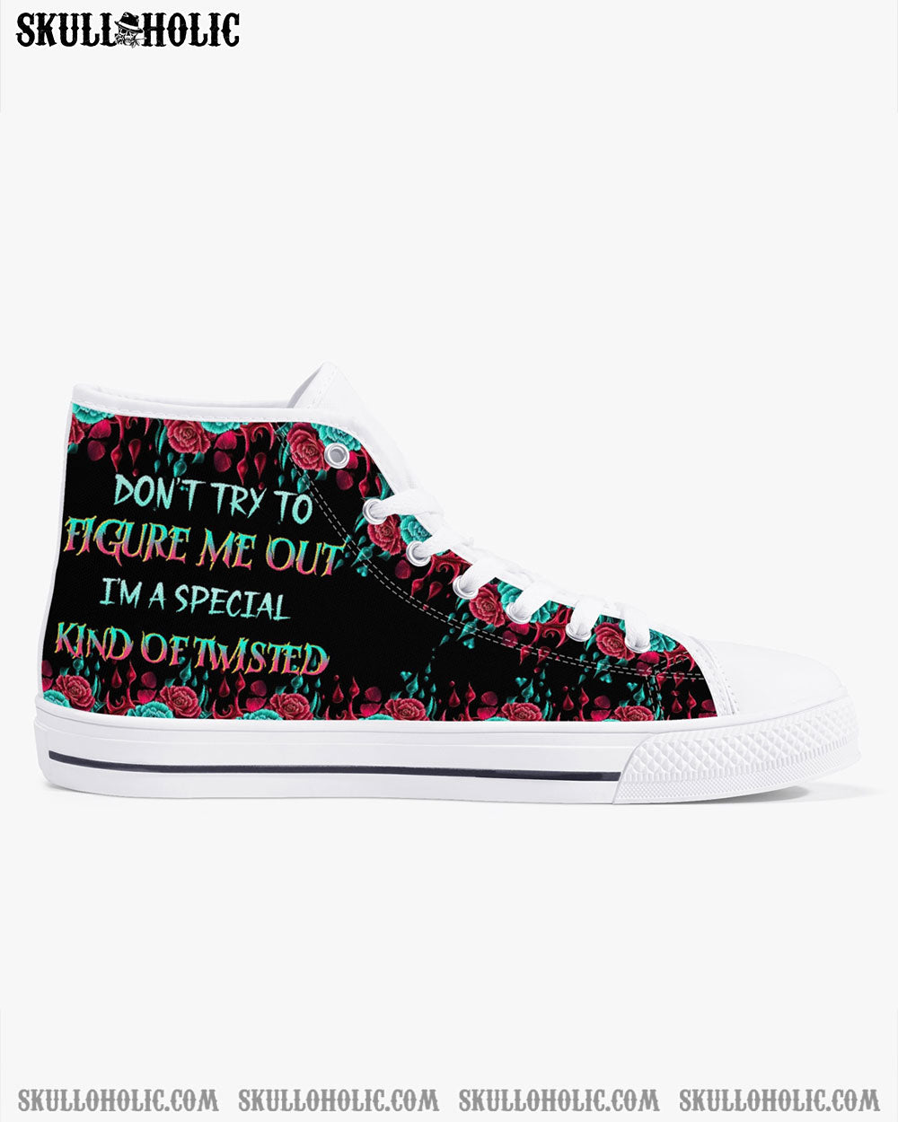 DON'T TRY TO FIGURE ME OUT SKULL HIGH TOP CANVAS SHOES - TLTR0604234