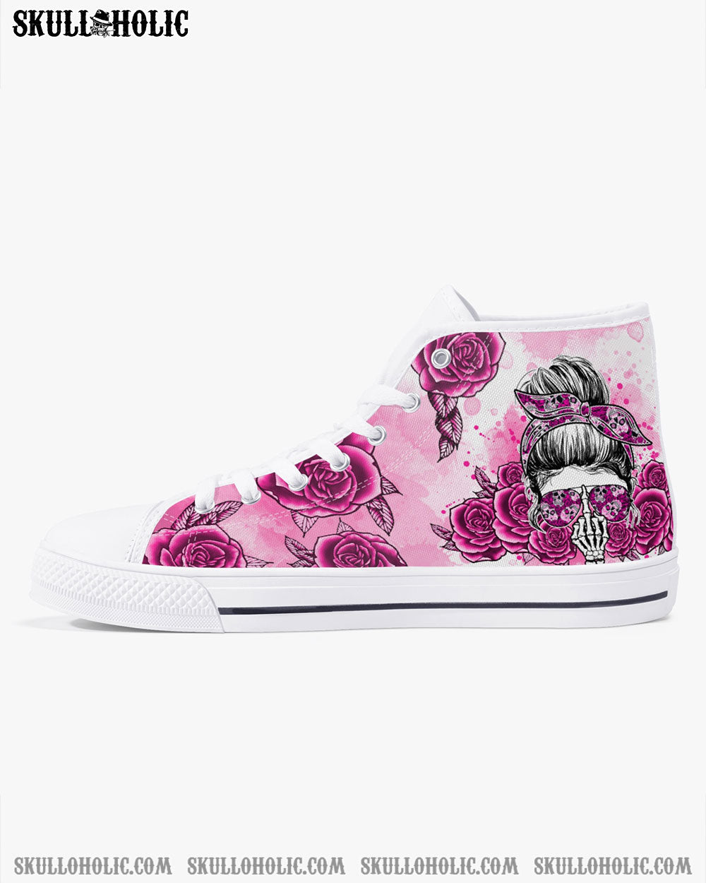 I'M A B DON'T TRY ME ROSE MESSY BUN HIGH TOP CANVAS SHOES - TLNO0804236