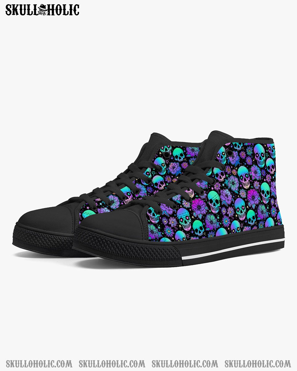 SKULL HOLO SEAMLESS HIGH TOP CANVAS SHOES - TLNO0411223