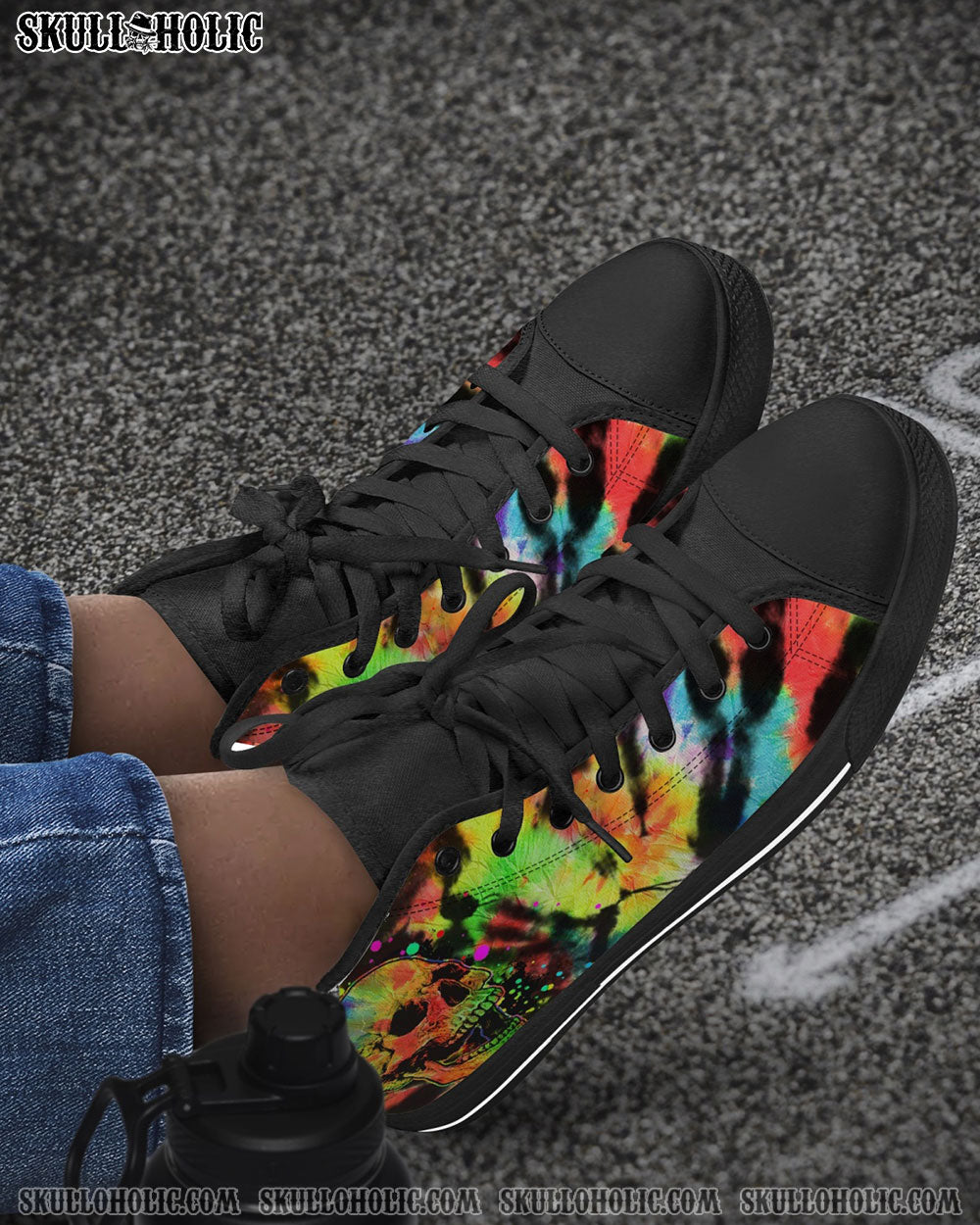 SKULL TIE DYE HIGH TOP CANVAS SHOES - TLNX2004225